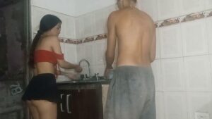 +18 YEARS - I put a camera to record in the kitchen while I fuck my single neighbor