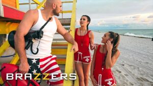 Brazzers - Lifeguards Mackenzie Mace and Kylie Rocket convince their coworker JMac to fuck them both