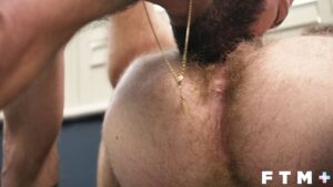 FTM Men - Hairy uncut hunk Mr. Brew gives birth to cum filled FTM stud Eddie