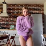 Hot Bitch In Purple Fur Coat Loves Cum On Her Pretty Face