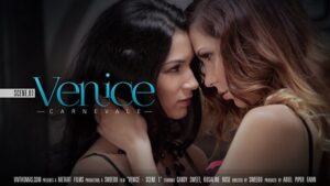 Lesbian women wearing sexy lingerie enjoy passionate sex