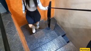 This schoolgirl is going to her teacher after school for money